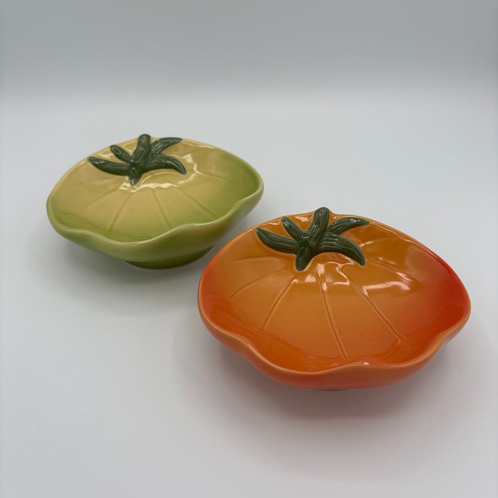 Williams Sonoma Vintage Ceramic Heirloom Tomato Dish Dip Salsa qty 2 replacement